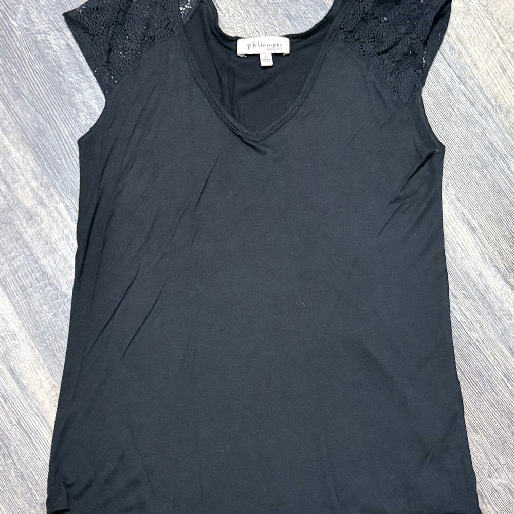 Philosophy Lace Shoulder V-Neck Top
